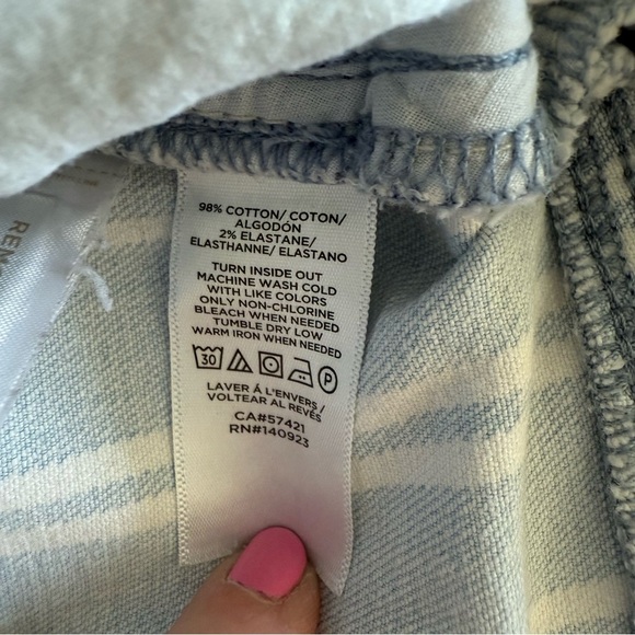 Loft Blue and White Striped Light Wash Denim Mini Skirt Plus Size 14 - Picture 7 of 7